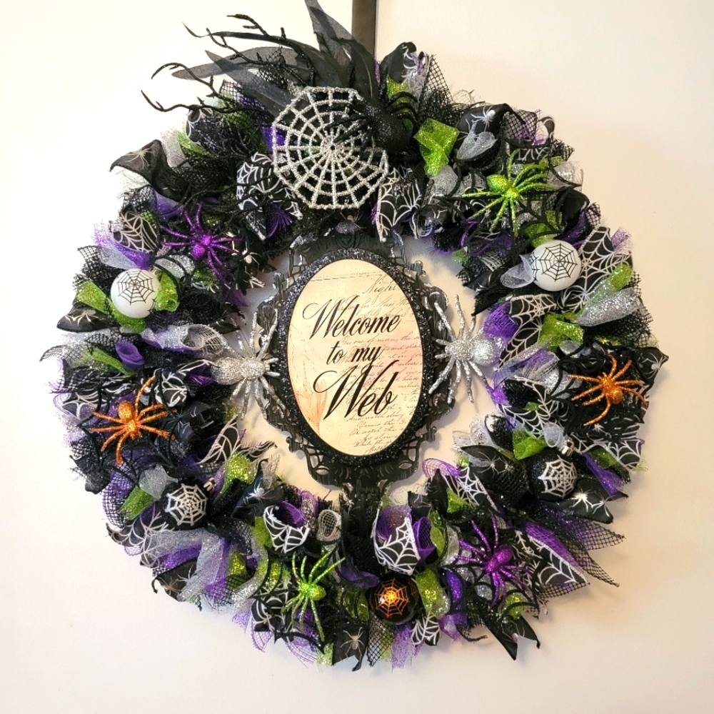 Handmade Halloween Spider Wreath
